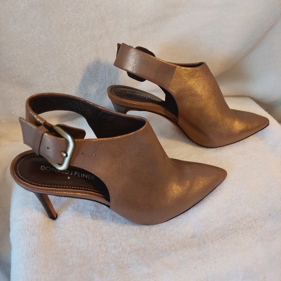 Donald J. Pliner Metallic Brown Heeled Mules - Picture 6 of 8